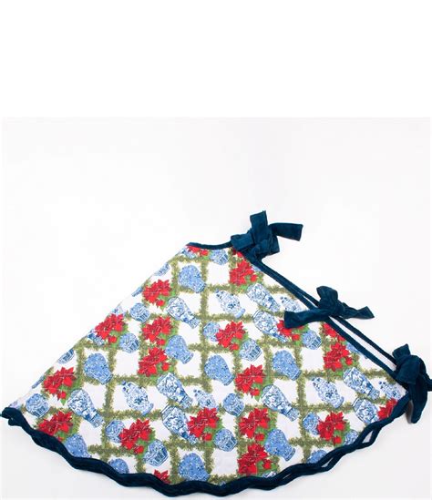 8 Oak Lane Chinoiserie Poinsettias Quilted Tree Skirt | Dillard's