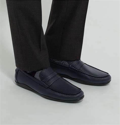 Harry's Of London Basel 4 Grained-leather Penny Loafers in Navy (Blue ...