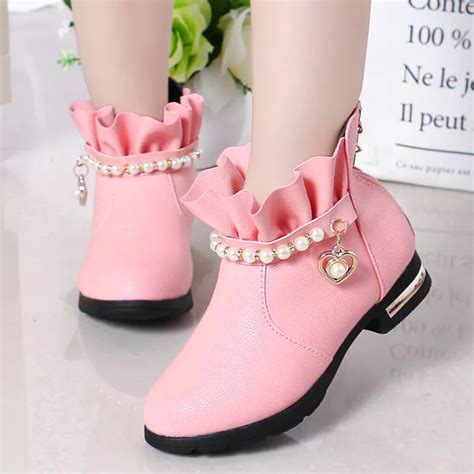 Princess Fashion Beaded Low-Heeled Girls Snow Boots Big Kids Winter ...