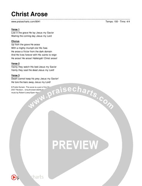 Christ Arose Chords PDF (Traditional Hymn) - PraiseCharts