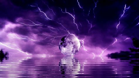 Purple Lightning Moon Wallpapers - Wallpaper Cave