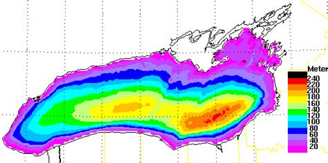 Lake Ontario bathymetry and location of NDBC buoy 45012 located at ...