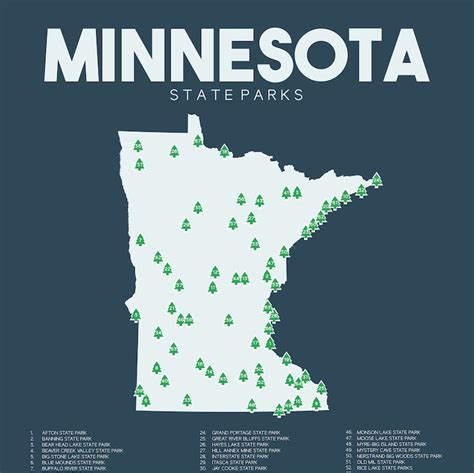 Minnesota State Parks Map Printable 16x20 Gift - Etsy