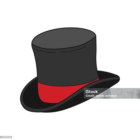 Kids Drawing Cartoon Vector Illustration Top Hat Isolated On White Background Stock Illustration ...