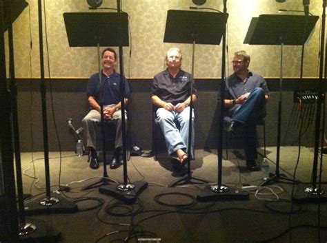 Behind the scenes of Transformers Prime - left to right: Optimus (Peter Cullen), Megatron (Frank ...