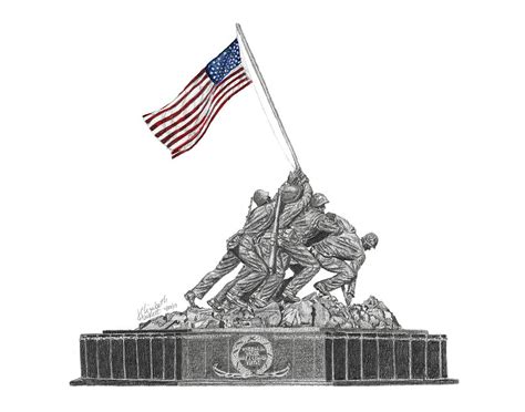 Marine Corps War Memorial - Iwo Jima Drawing by Betsy Hackett - Pixels