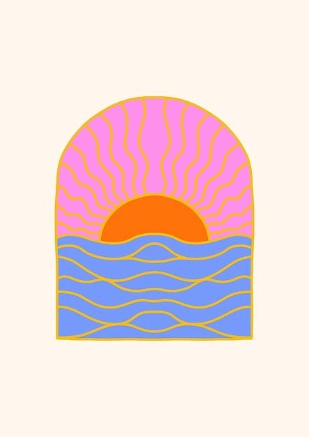 Premium Photo | Pg_posters_cp_12sunset in the sea with waves vector ...