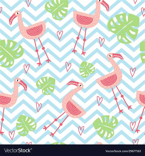 Seamless baby background with pink flamingos Vector Image