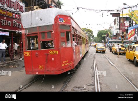 A tram on a street in central Calcutta Stock Photo - Alamy