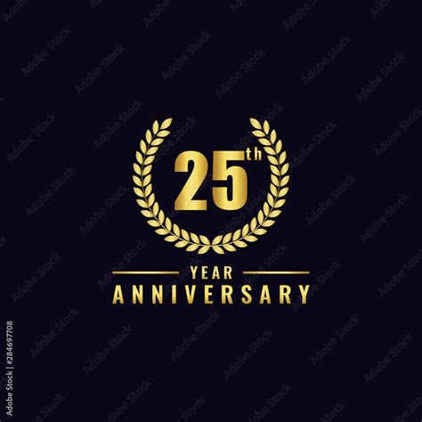 Vector illustration of a birthday logo number 25 with gold color, can ...