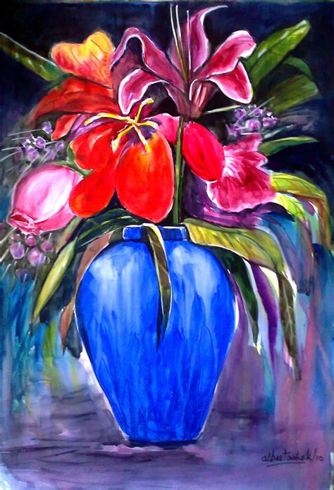 Flower Vase Painting at PaintingValley.com | Explore collection of Flower Vase Painting
