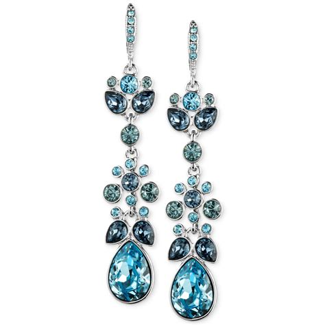 Lyst - Givenchy Blue Swarovski Crystal Chandelier Earrings in Blue