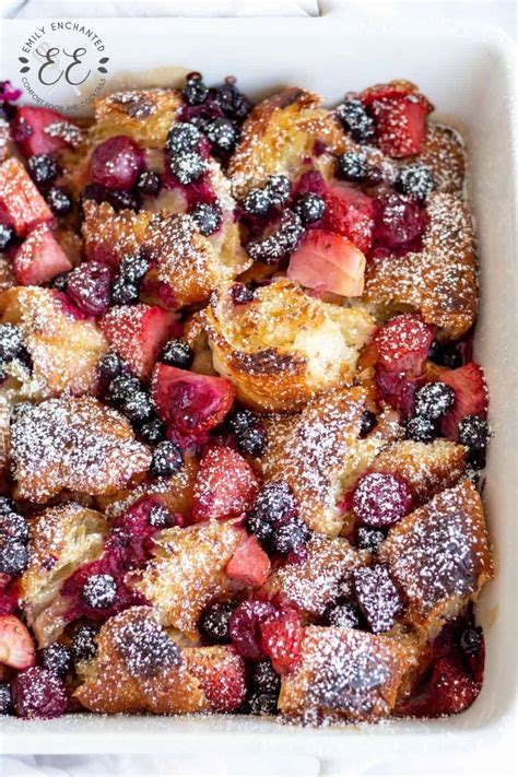 The Best Berry Croissant Bake with Mixed Berries and Powdered Sugar