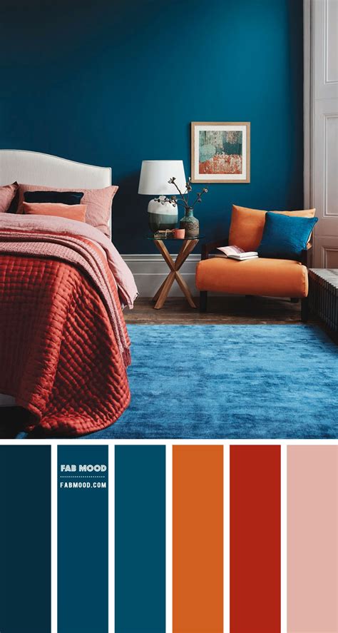 Burnt Orange + Dark Coral + Teal Bedroom For Modern Chic Looks