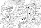 Wonderland  Printable Adult Coloring Page From Favoreads Coloring sketch template