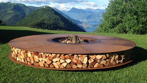 Giant Outdoor Rust Finish Steel Fire Pit Ø 300 cm - ZERO 300 by AK47