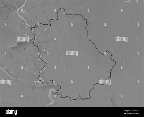 Zapadno-Backi, district of Serbia. Grayscale elevation map with lakes and rivers Stock Photo - Alamy
