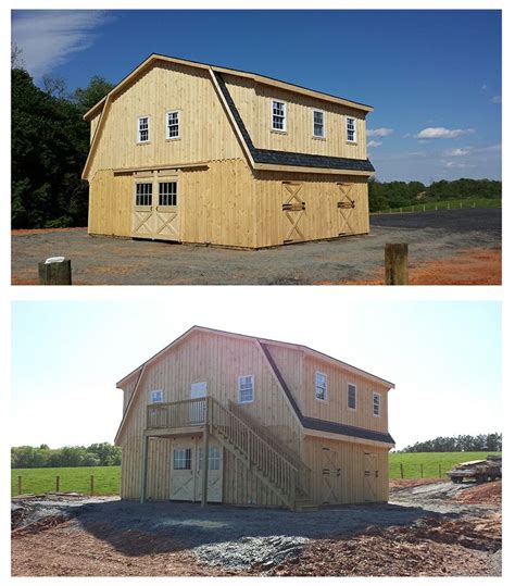 34x24 Modular "High Profile" horse barn. Includes "Gambrel" style roof with dormers. The upper ...