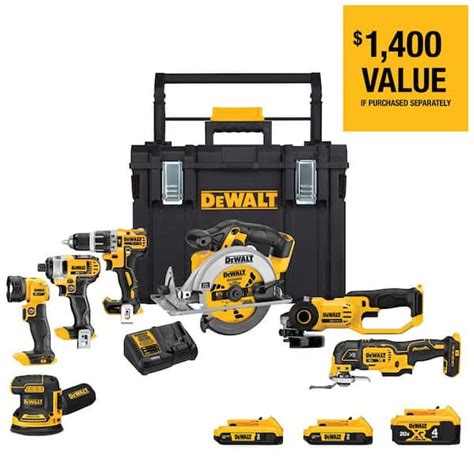 DEWALT 20V MAX Cordless 7 Tool Combo Kit with TOUGHSYSTEM Case, (1) 20V ...