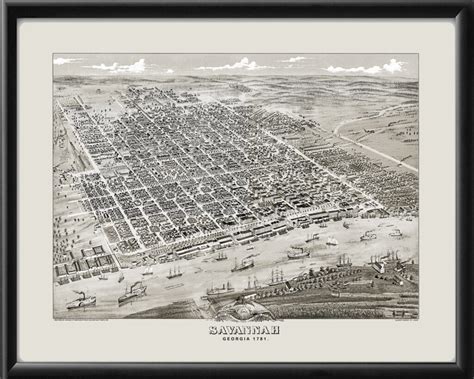 Savannah GA 1891 Restored Map | Vintage City Maps