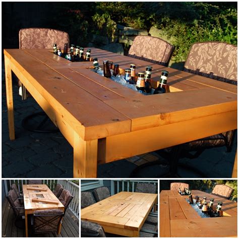 Wonderful DIY Patio Table with Built-in Wine Cooler