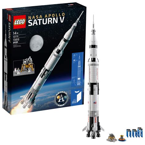 Buy LEGO Ideas NASA Apollo Saturn V 92176 Outer Space Model Rocket for Kids and Adults, Science ...