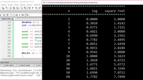 Display a table of values in C++ program - TestingDocs.com