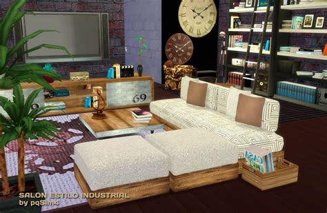 Sims 4. Salón estilo Industrial.