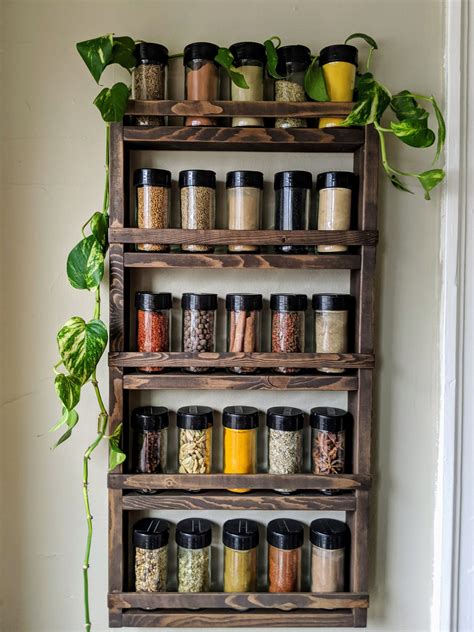 Wall Spice Rack Wooden Shelf Kitchen Organization Idea Essential Oil Rack Kitchen Shelves Spices ...