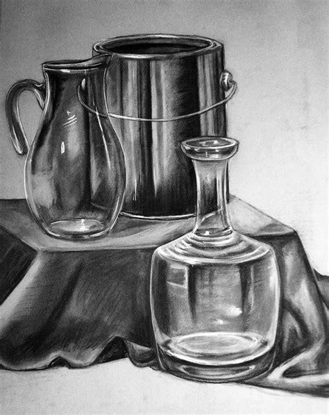 Charcoal - artist unknown | Still life drawing, Still life sketch, Life sketch