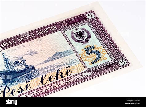 5 Albanian lek bank note. Albanian lek is the national currency of ...