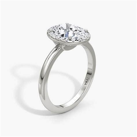 The Halo Oval Engagement Ring in White gold | VRAI