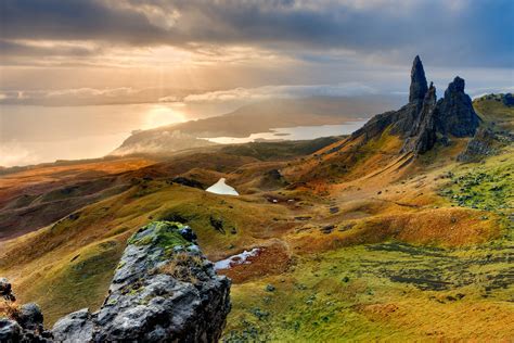 landscape scotland isle of skye old man of storr 4k HD Wallpaper