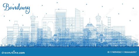 Indonesia, Bandung City Skyline Isolated Vector Illustration, Icons ...