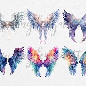 Angel Wings Clipart, Watercolor Clipart, Feather Wings Png, Fantasy ...