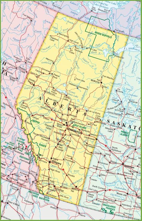 Large Detailed Map Of Alberta With Cities And Towns - Printable Alberta ...