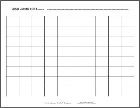 Free Printable 10x8 Horizontal Classroom Seating Chart | Student Handouts