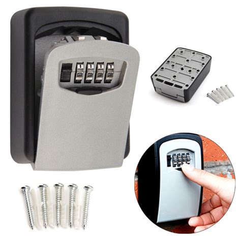 NEW 4 DIGIT OUTDOOR SAFE KEY BOX WALL MOUNTED SAFE KEY LOCK WATERPROOF ...