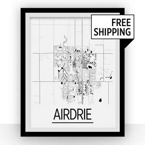 Airdrie Alberta Map Poster Alberta Map Print Art Deco - Etsy