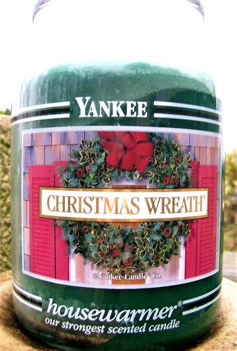 Yankee Candle Retired Black Band "CHRISTMAS WREATH" 22 oz.~ WHITE LABEL ...