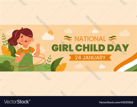 National girl child day horizontal banner Vector Image