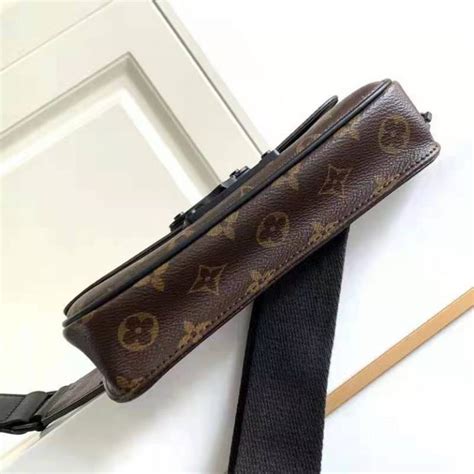 Louis Vuitton LV Unisex S Lock Sling Bag Brown Monogram Macassar Coated ...