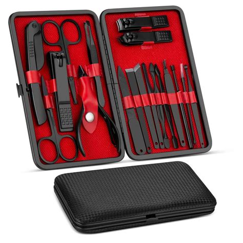 Manicure Set, Pedicure Kit, Nail Clippers, Professional Grooming Kit, Nail Tools 18 In 1 with ...