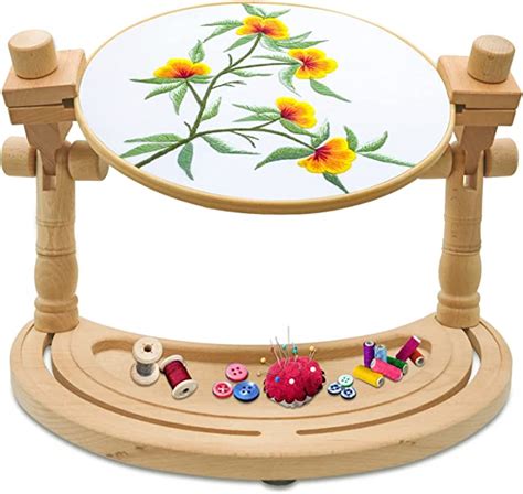 Amazon.com: Adjustable Embroidery Stand - Rotated Hands-Free Cross Stitch Hoop Holder, Wood ...