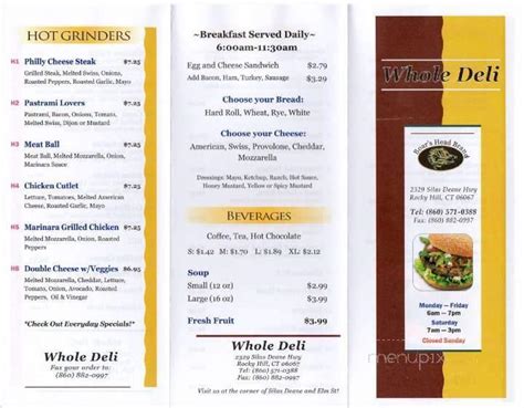 Menu of Whole Deli Glastonbury in Glastonbury, CT 06033