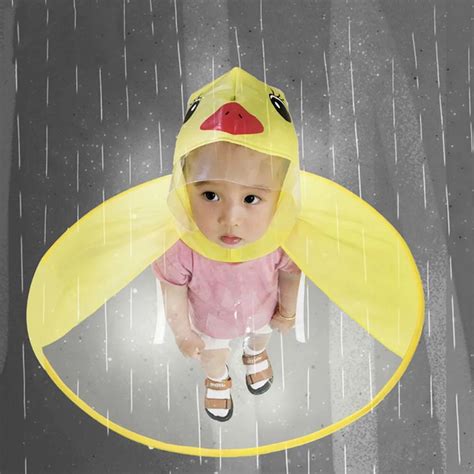 1pc Creative Raincoat UFO Children Umbrella Hat Magical Hands Free Raincoat Cartoon Little ...