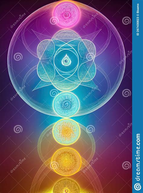 Abstract Design of Chakra, Astral, Spiritual Energy Field. Meditation Chakra Mandala Flower ...