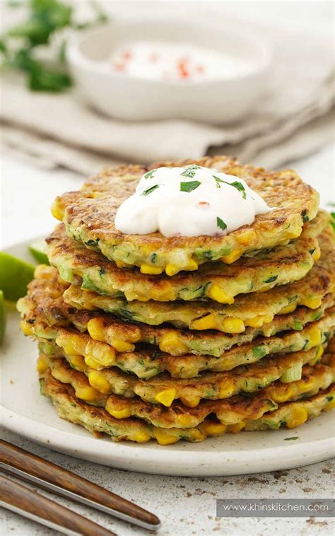 Courgette and Sweetcorn Fritters - Khin's Kitchen