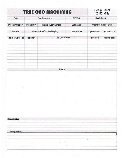 Cnc Lathe Setup Sheet Template