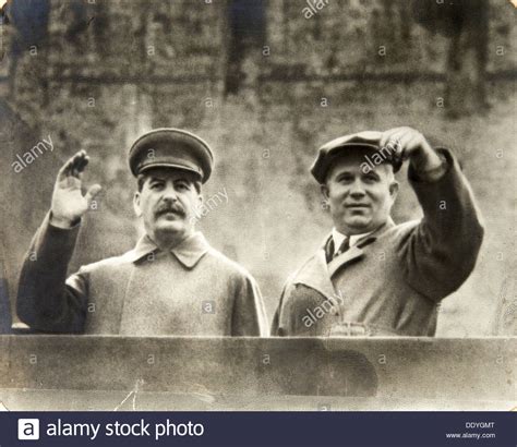 Joseph Stalin and Nikita Khrushchev on the tribune of Lenin's Stock ...